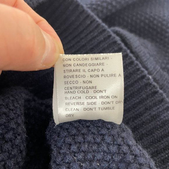 Greg Pier Mens Navy Blue Cashmere V-Neck High Neck Pullover Sweater Italy - Picture 14 of 15